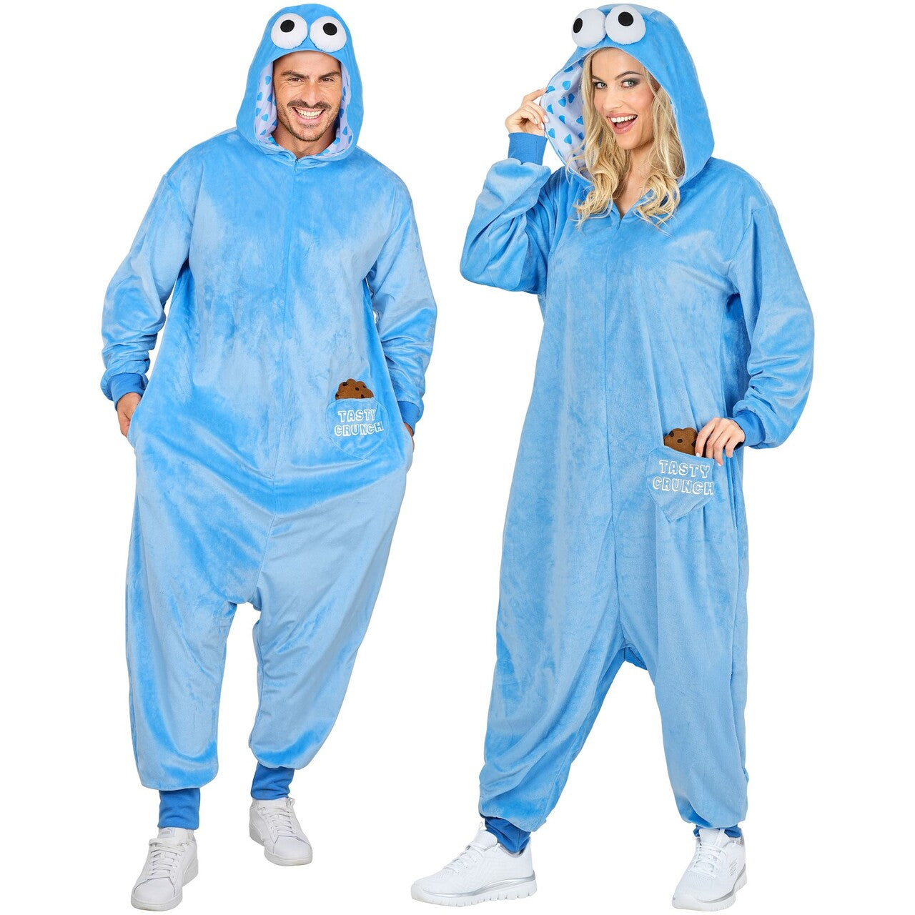 Op deze afbeelding zie je een Kostuums, van het merk Widmann. Dol Op Koekies Monster Blauw Onesie Kostuum