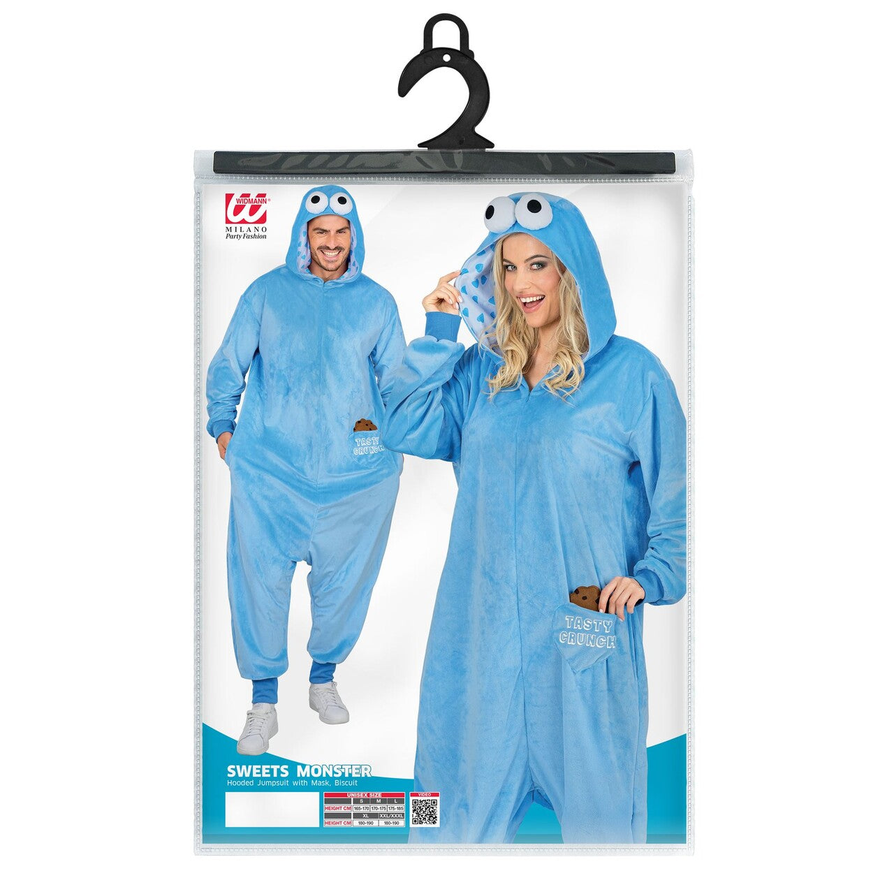 Op deze afbeelding zie je een Kostuums, van het merk Widmann. Dol Op Koekies Monster Blauw Onesie Kostuum