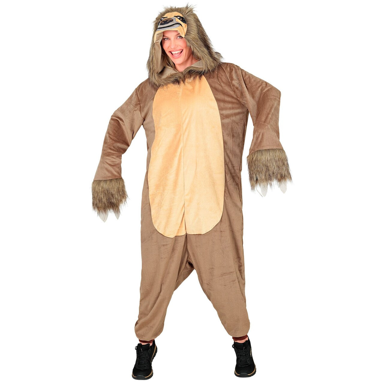 Op deze afbeelding zie je een Kostuums, van het merk Widmann. Lazy Luiaard Onesie Kostuum