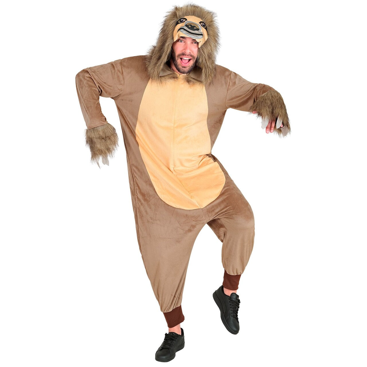 Op deze afbeelding zie je een Kostuums, van het merk Widmann. Lazy Luiaard Onesie Kostuum