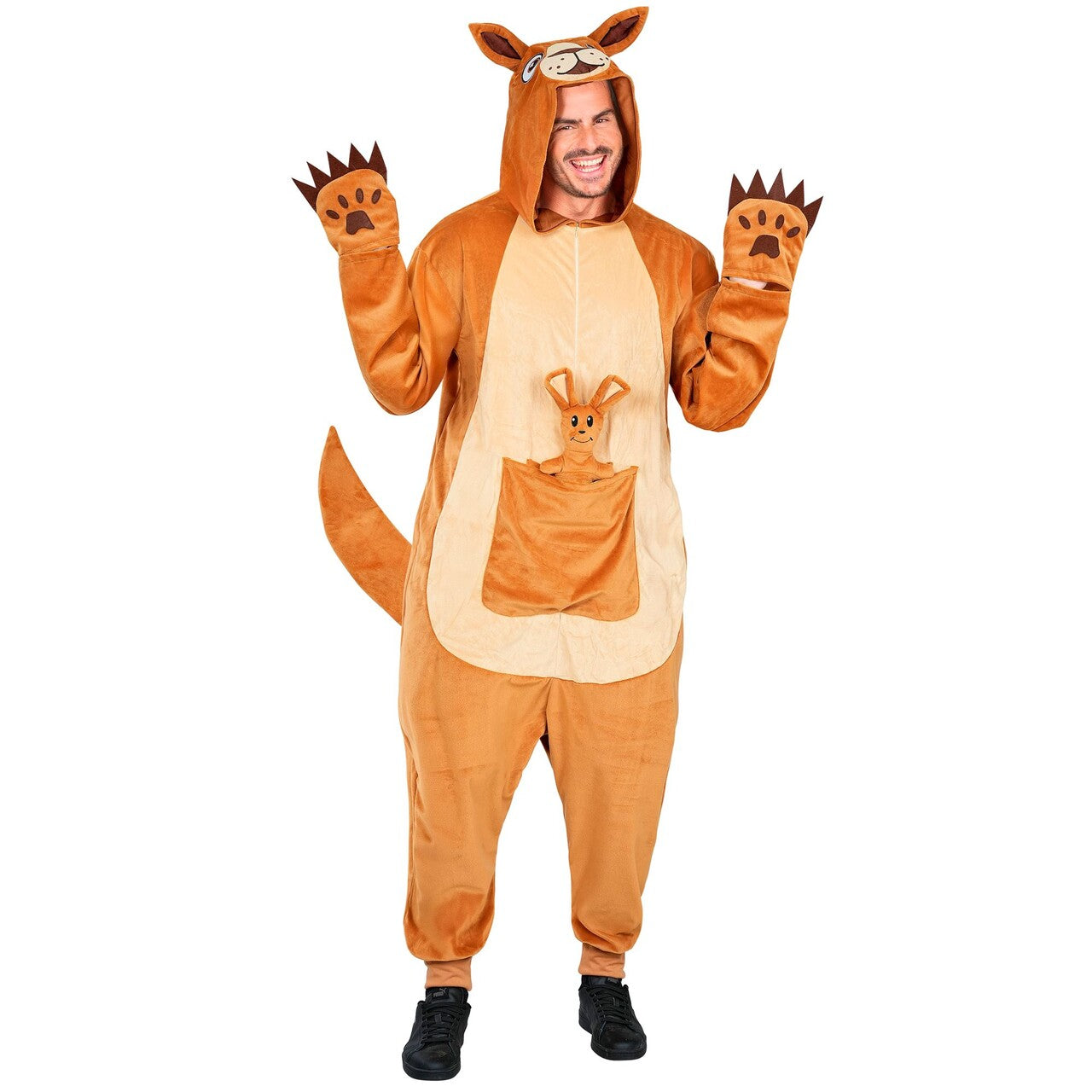 Op deze afbeelding zie je een Kostuums, van het merk Widmann. Kangoeroe Met Joey Onesie Kostuum