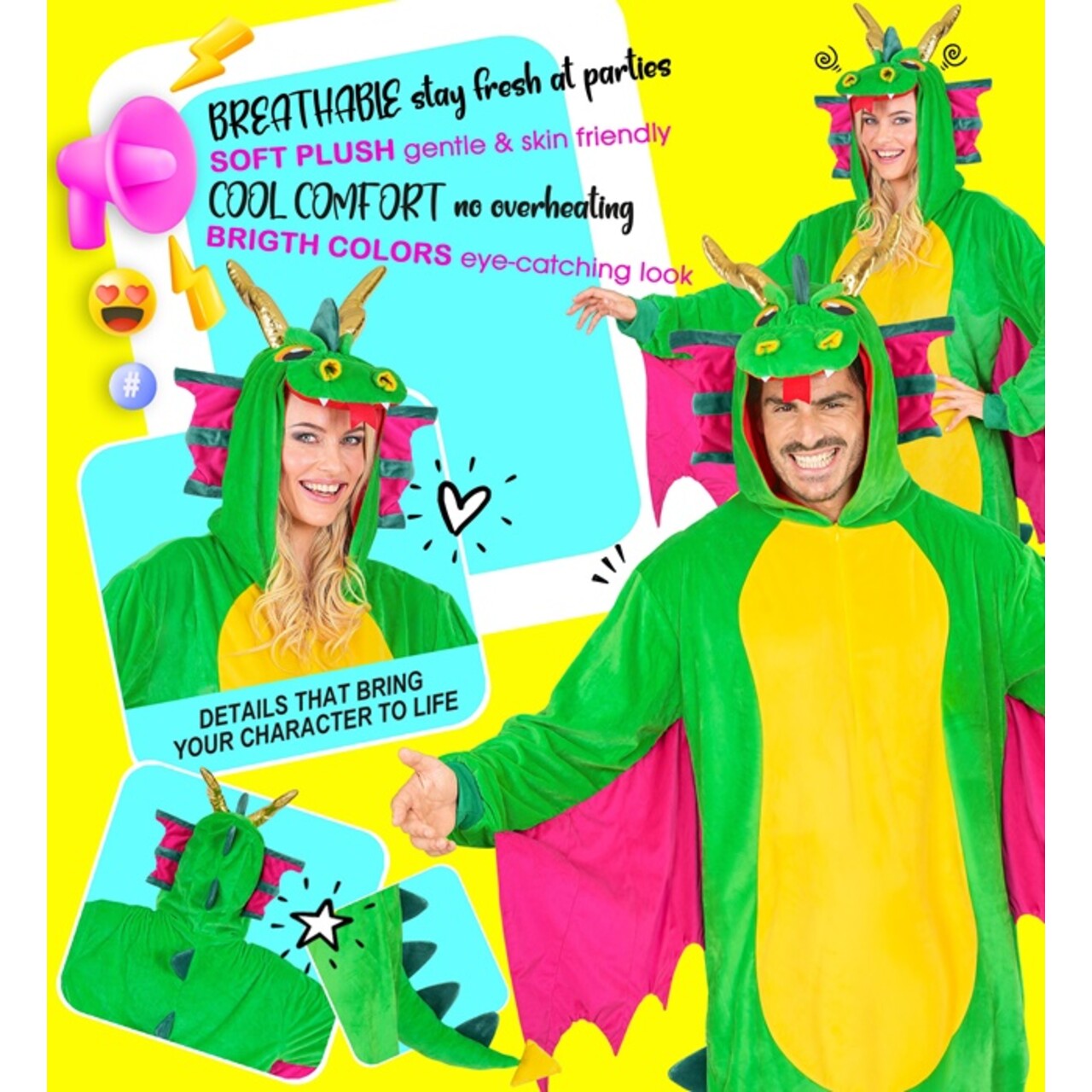 Op deze afbeelding zie je een Kostuums, van het merk Widmann. Draak Van Een Onesie Kostuum