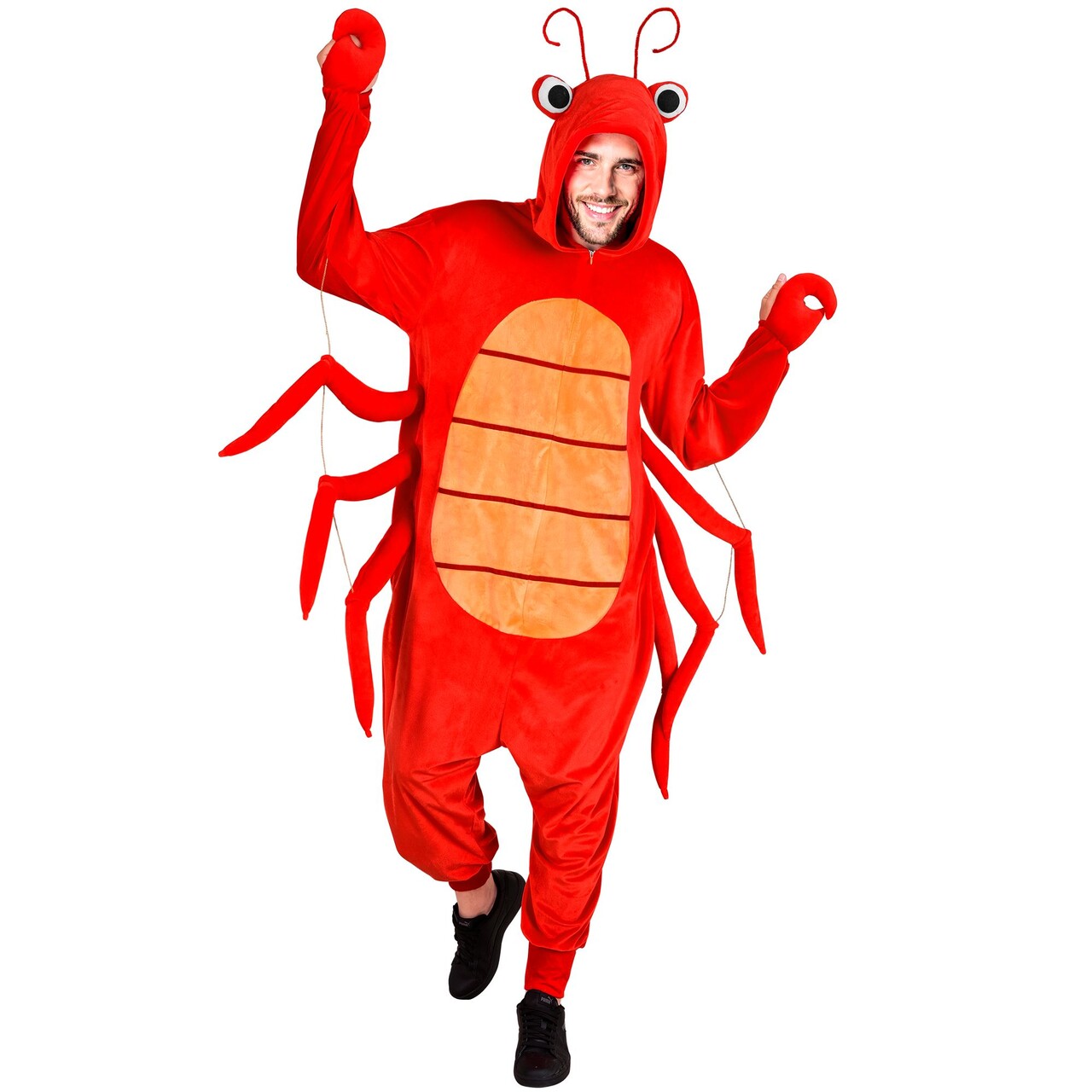 Op deze afbeelding zie je een Kostuums, van het merk Widmann. Grijpgrage Kreeft Onesie Kostuum
