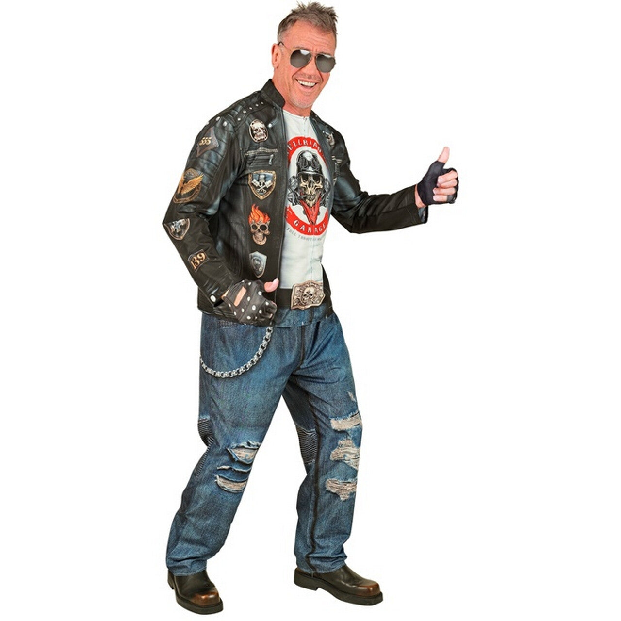 Op deze afbeelding zie je een Kostuums, van het merk Widmann. Biker Speed Demon Man Kostuum