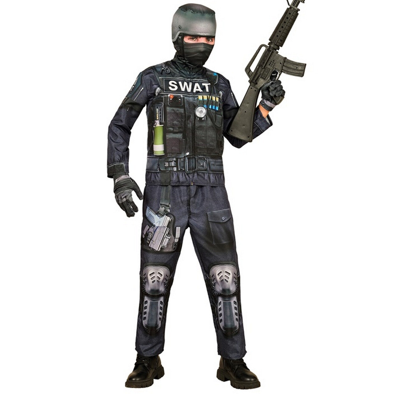 Op deze afbeelding zie je een Kostuums, van het merk Widmann. Geheime Swat Squad Kind Jongen Kostuum