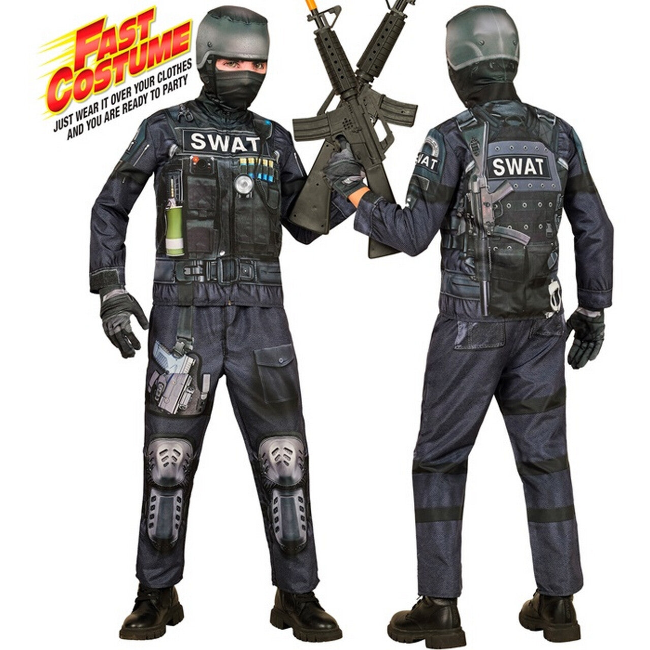 Op deze afbeelding zie je een Kostuums, van het merk Widmann. Geheime Swat Squad Kind Jongen Kostuum