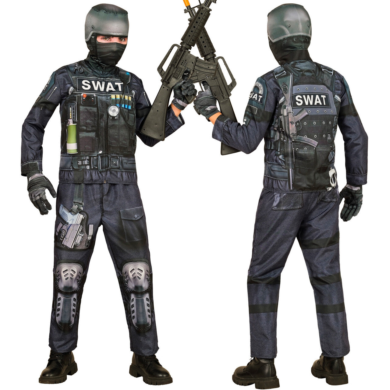 Op deze afbeelding zie je een Kostuums, van het merk Widmann. Geheime Swat Squad Kind Jongen Kostuum