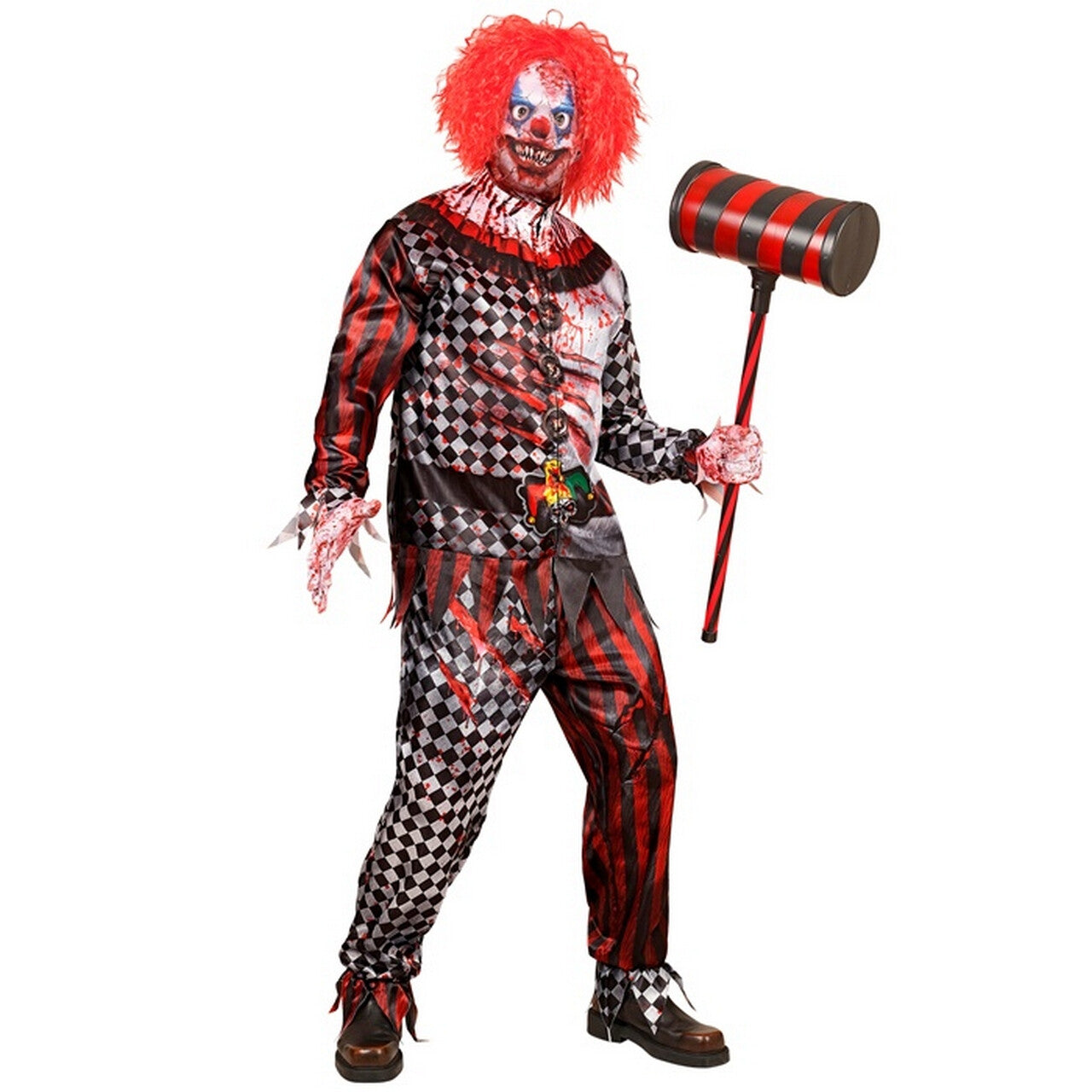 Op deze afbeelding zie je een Kostuums, van het merk Widmann. Bloederige Killer Joker Man Kostuum