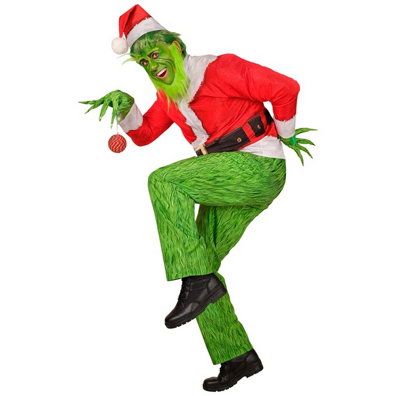 Op deze afbeelding zie je een Kostuums, van het merk Widmann. Groen Kerst Monster Grinch Man Kostuum