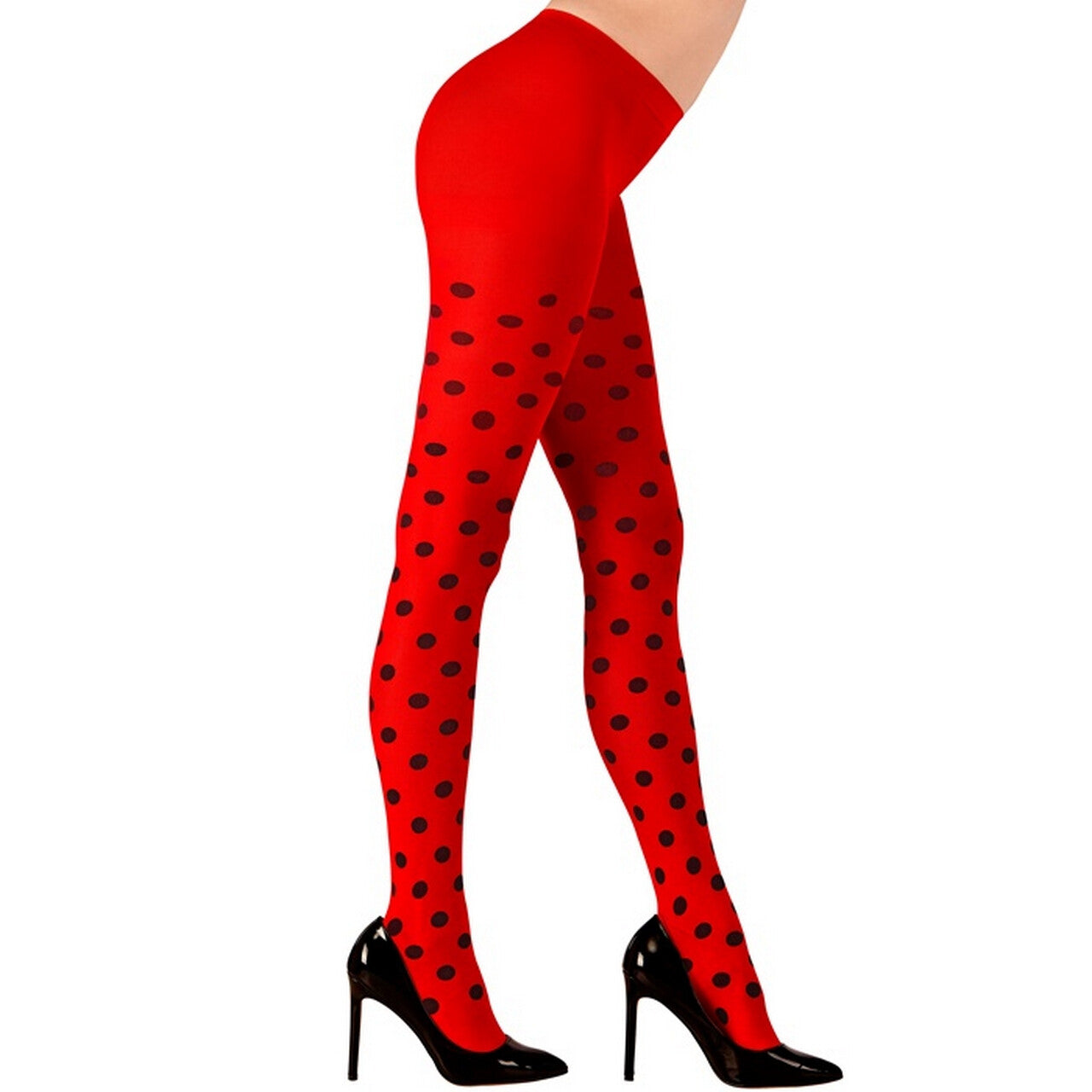 Op deze afbeelding zie je een Accessoires, van het merk Widmann. Ladybug Panty Rood Met Zwarte Stippen