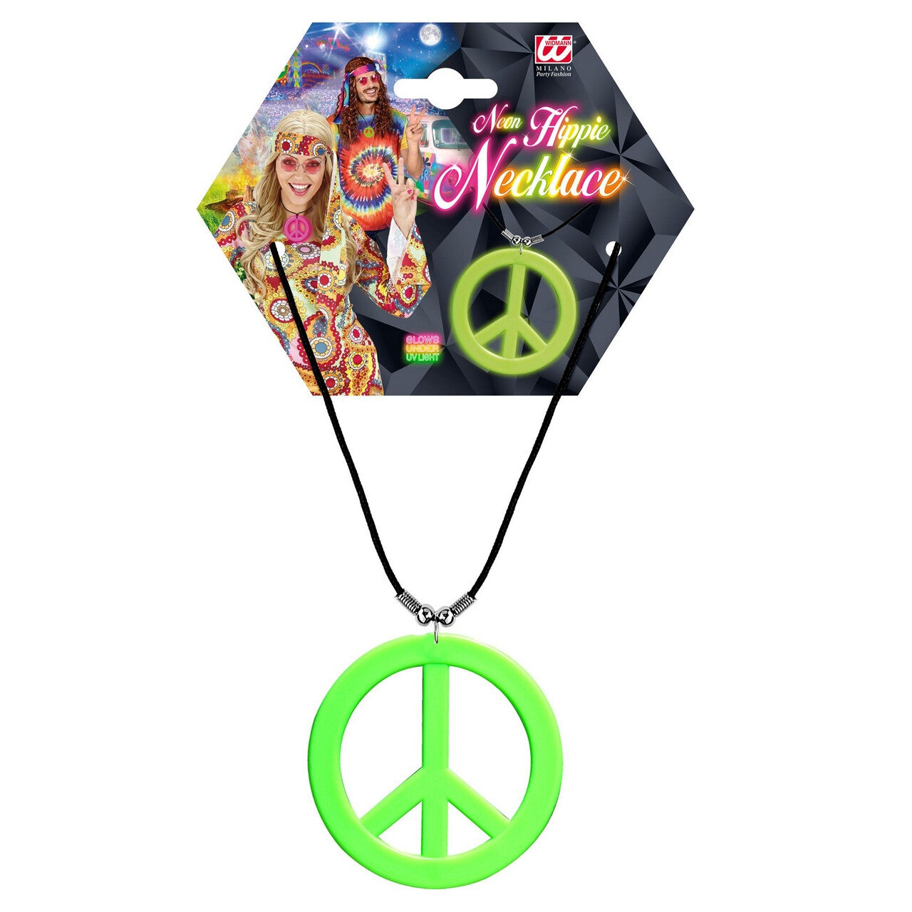 Op deze afbeelding zie je een Accessoires, van het merk Widmann. Ketting Peace Symbool Neon Groen