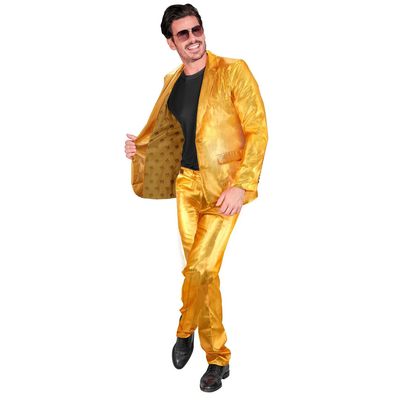 Op deze afbeelding zie je een Kostuums, van het merk Widmann. Proud To Be Goud Golden Man Kostuum
