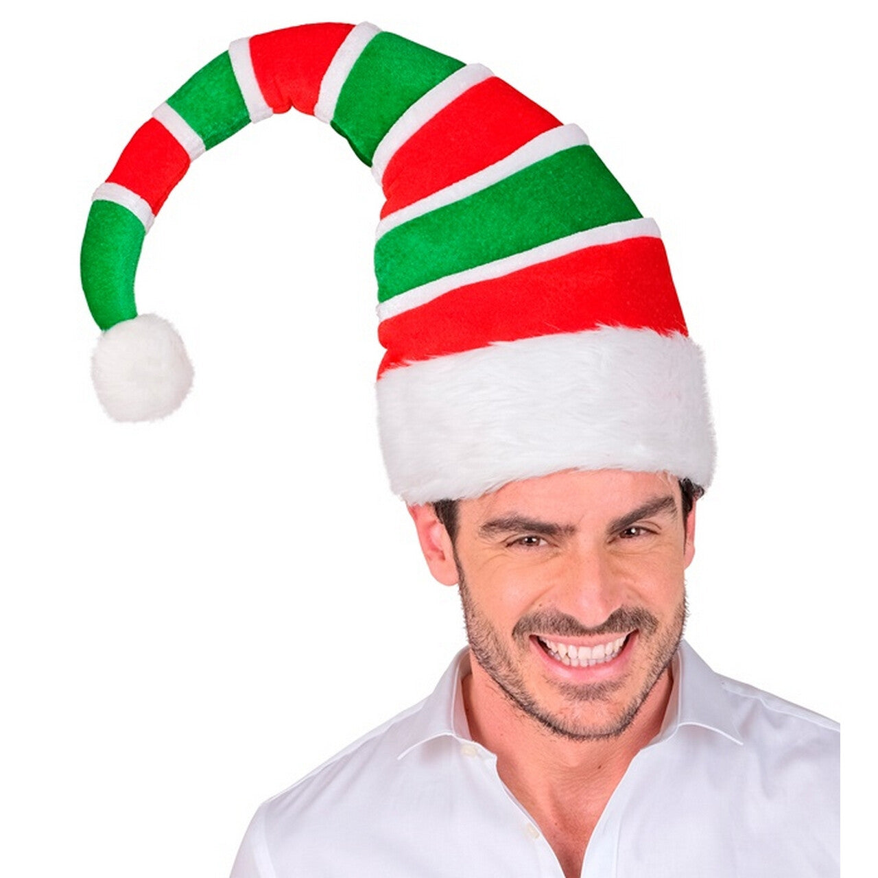 Op deze afbeelding zie je een Accessoires, van het merk Widmann. Gestreepte Muts Kerstelf