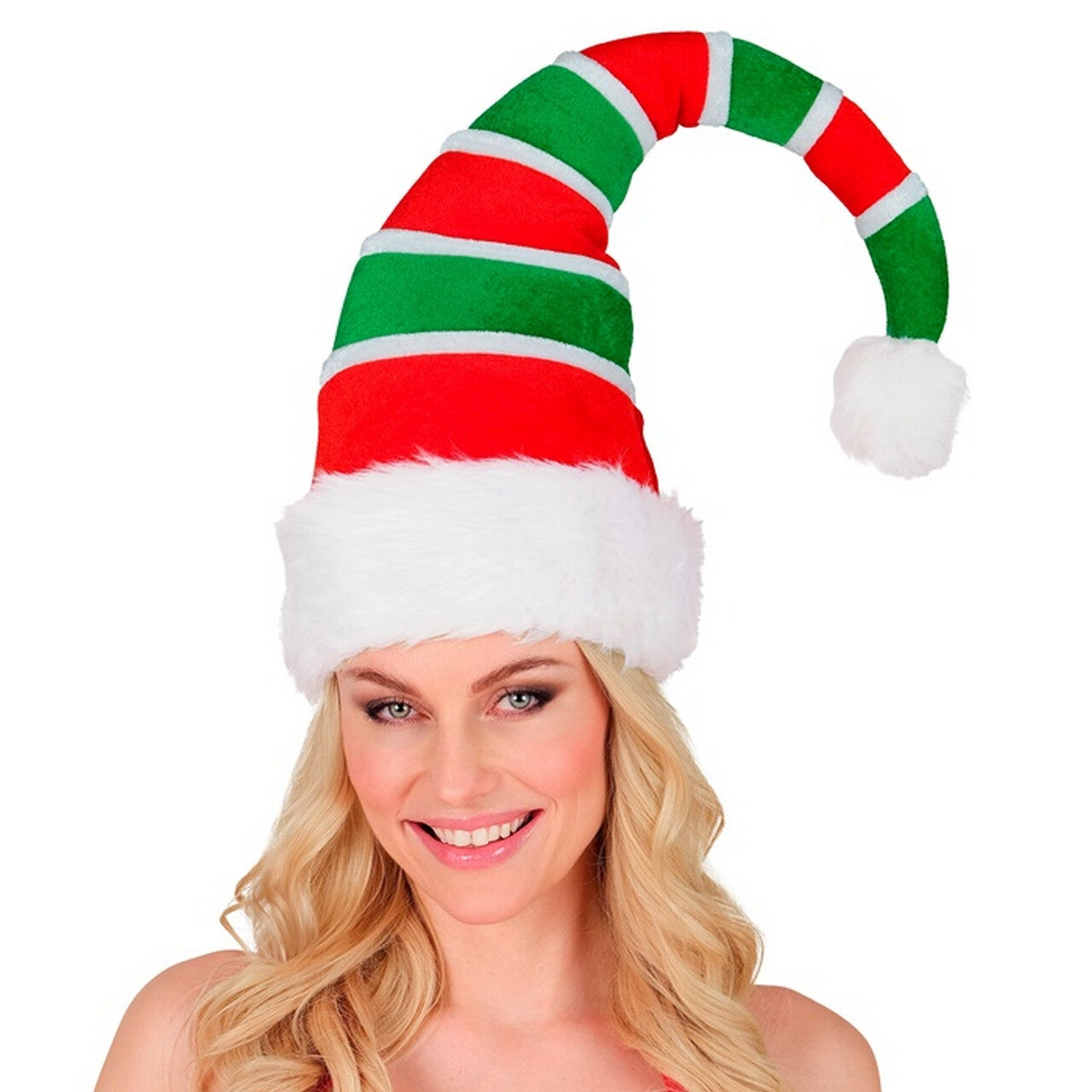 Op deze afbeelding zie je een Accessoires, van het merk Widmann. Gestreepte Muts Kerstelf