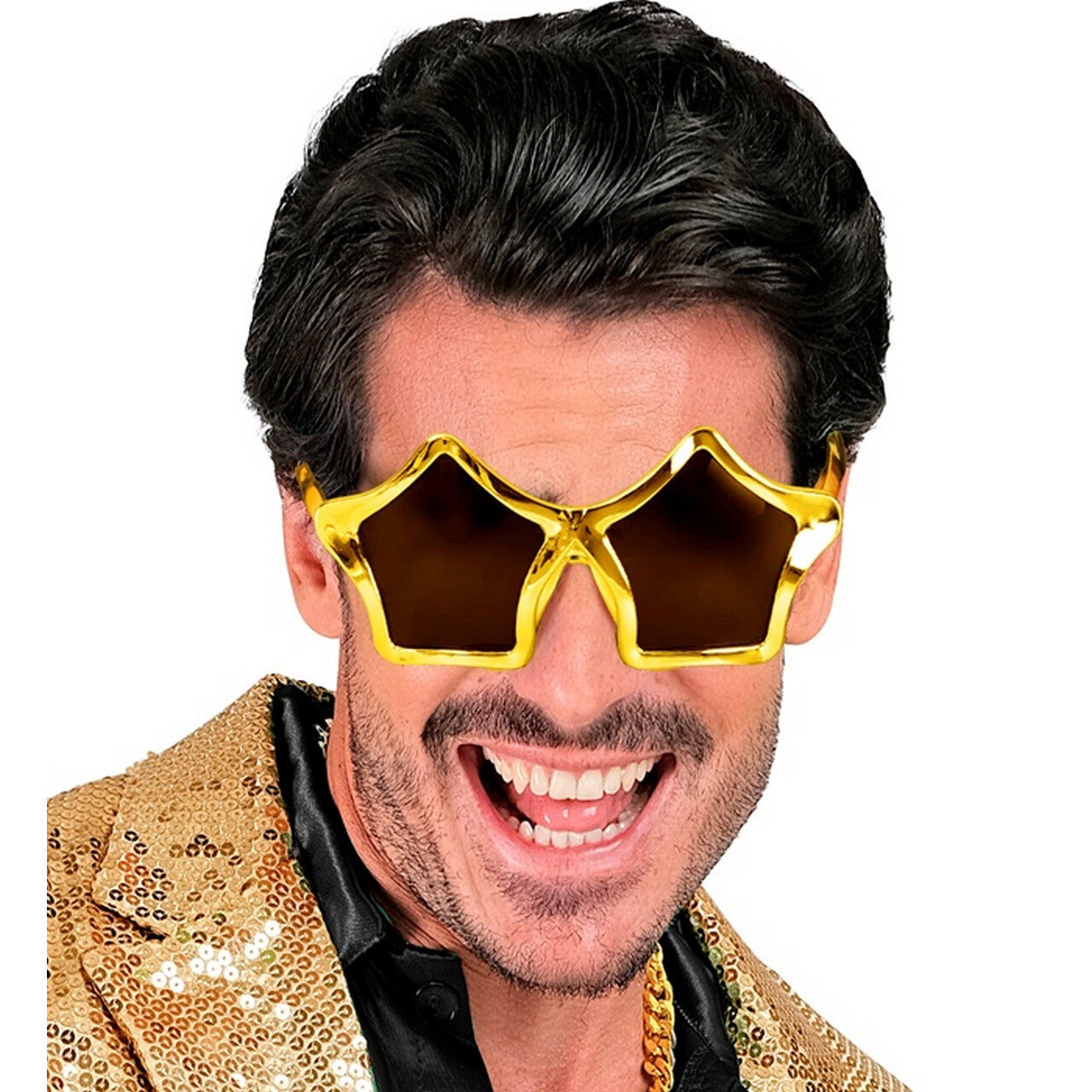 Op deze afbeelding zie je een Accessoires, van het merk Widmann. Bril Starstruck Goud