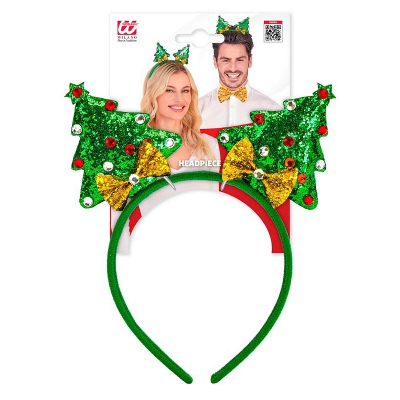 Op deze afbeelding zie je een Accessoires, van het merk Widmann. Hoofdband Versierde Kerstbomen