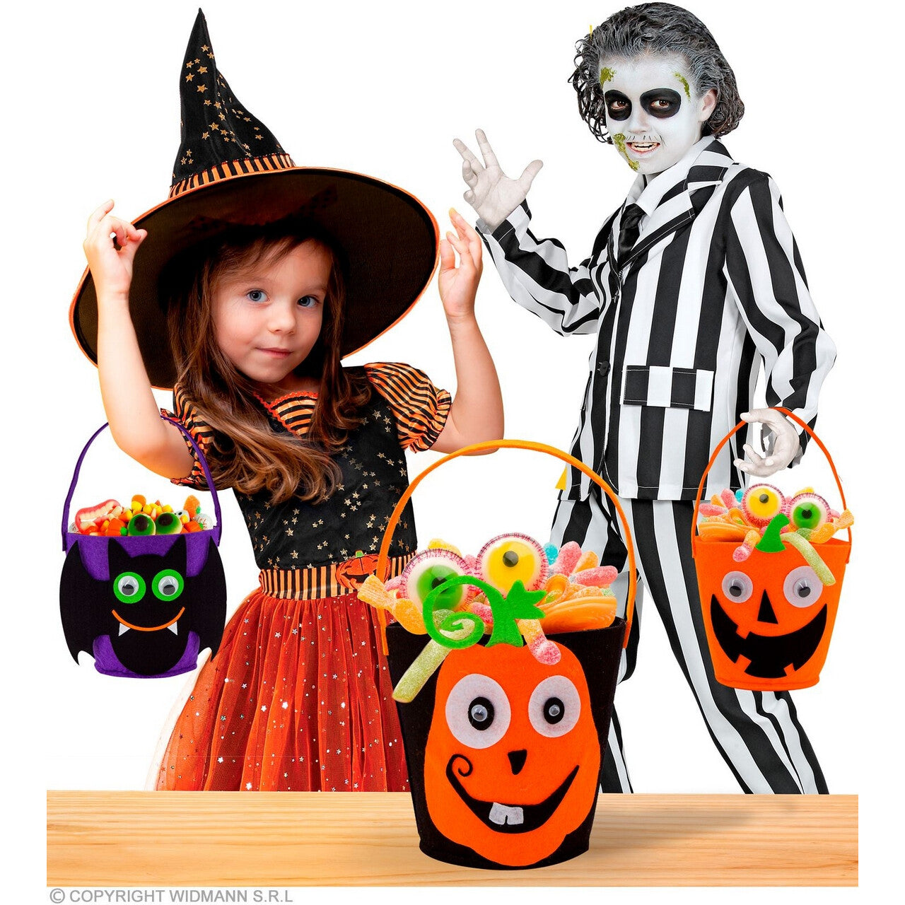 Op deze afbeelding zie je een Accessoires, van het merk Widmann. Trick Or Treat Snoeptas Grappige Pompoen