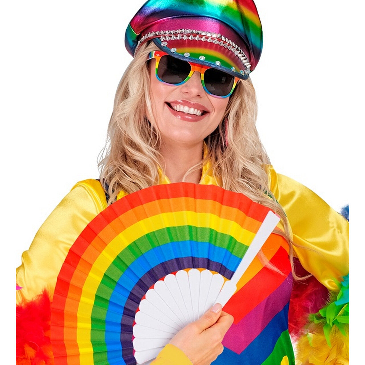 Op deze afbeelding zie je een Accessoires, van het merk Widmann. Pride Regenboog Waaier
