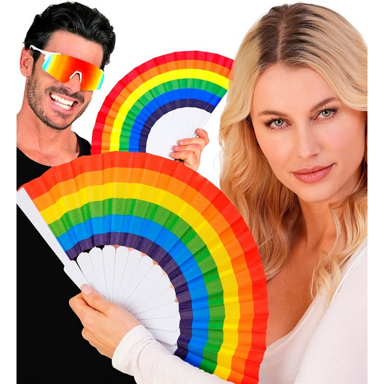 Op deze afbeelding zie je een Accessoires, van het merk Widmann. Pride Regenboog Waaier