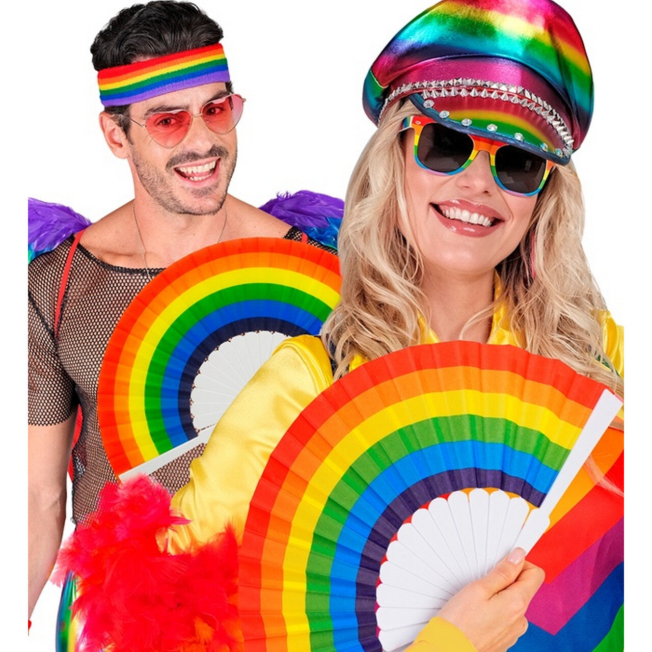 Op deze afbeelding zie je een Accessoires, van het merk Widmann. Pride Regenboog Waaier