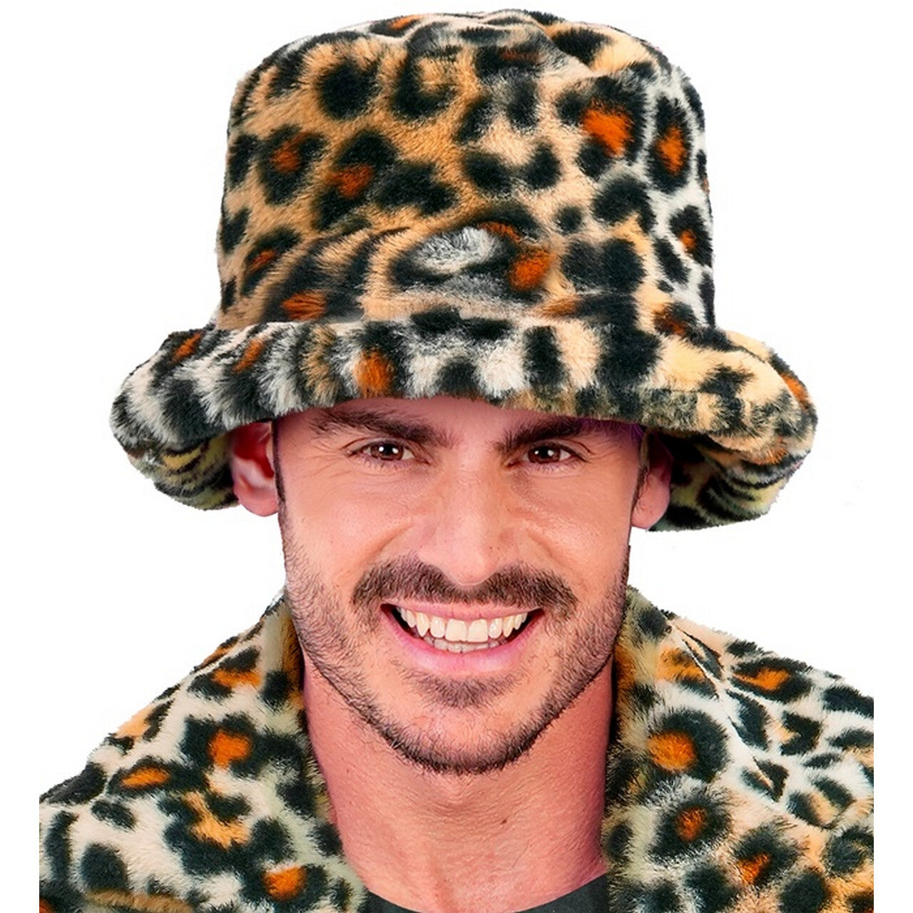 Op deze afbeelding zie je een Accessoires, van het merk Widmann. Pimp Buckethat Pluche Luipaardprint