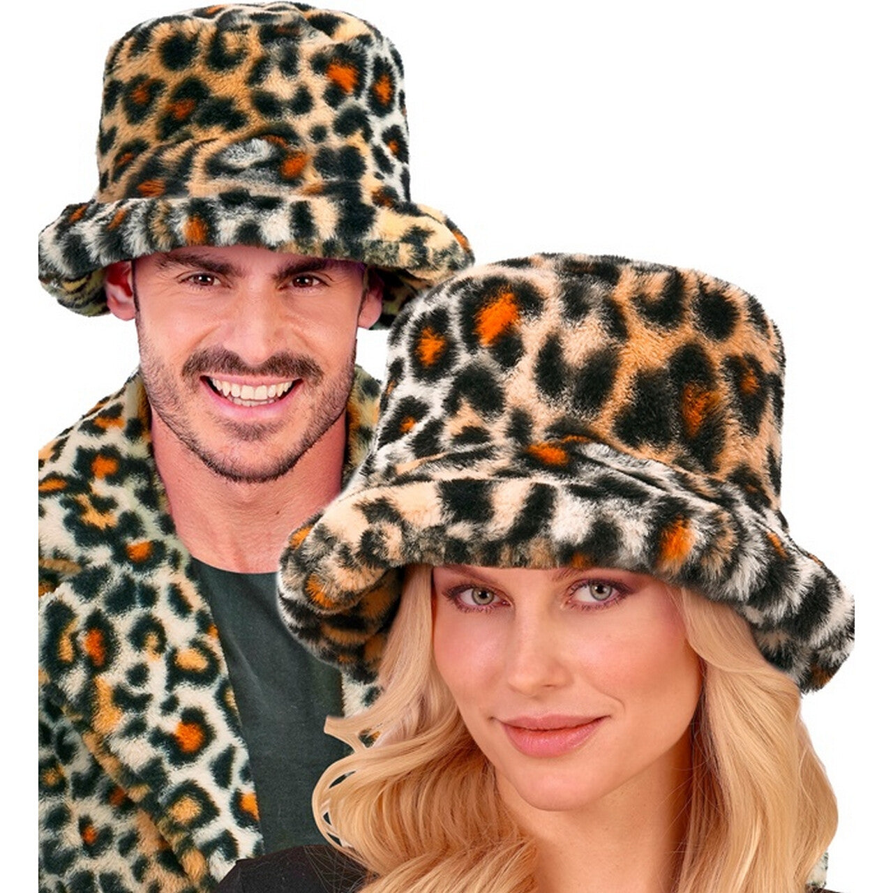Op deze afbeelding zie je een Accessoires, van het merk Widmann. Pimp Buckethat Pluche Luipaardprint