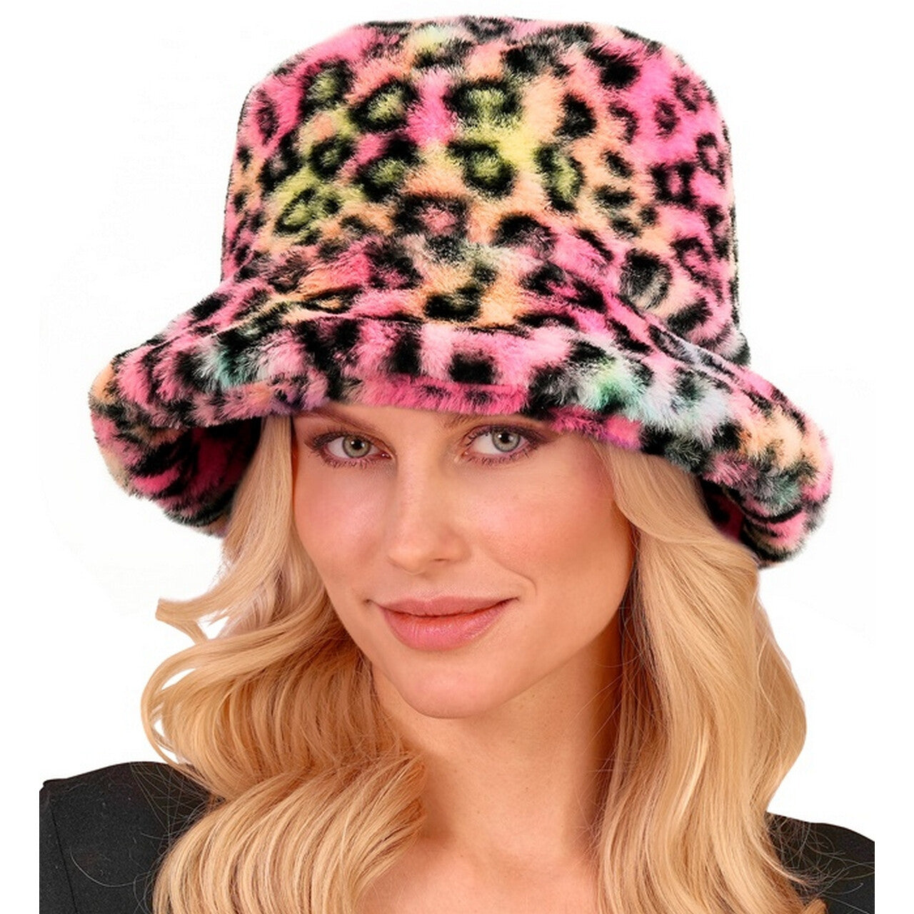 Op deze afbeelding zie je een Accessoires, van het merk Widmann. Foute Buckethat Pluche Luipaardprint