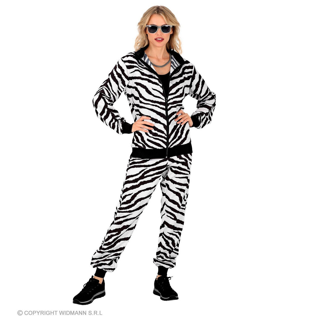 Op deze afbeelding zie je een Kostuums, van het merk Widmann. Zebra Camo Zwart / Wit Trainingspak Kostuum