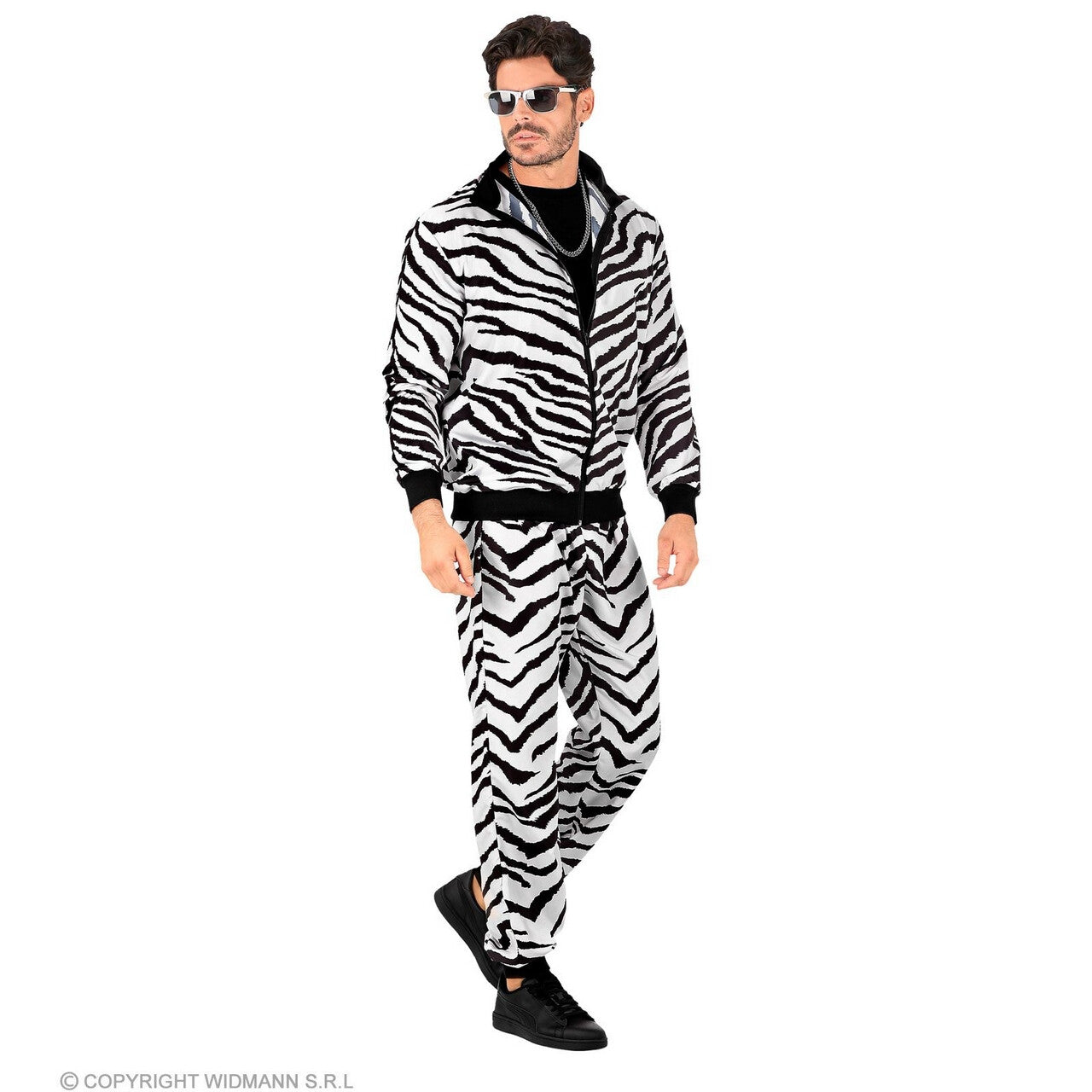 Op deze afbeelding zie je een Kostuums, van het merk Widmann. Zebra Camo Zwart / Wit Trainingspak Kostuum