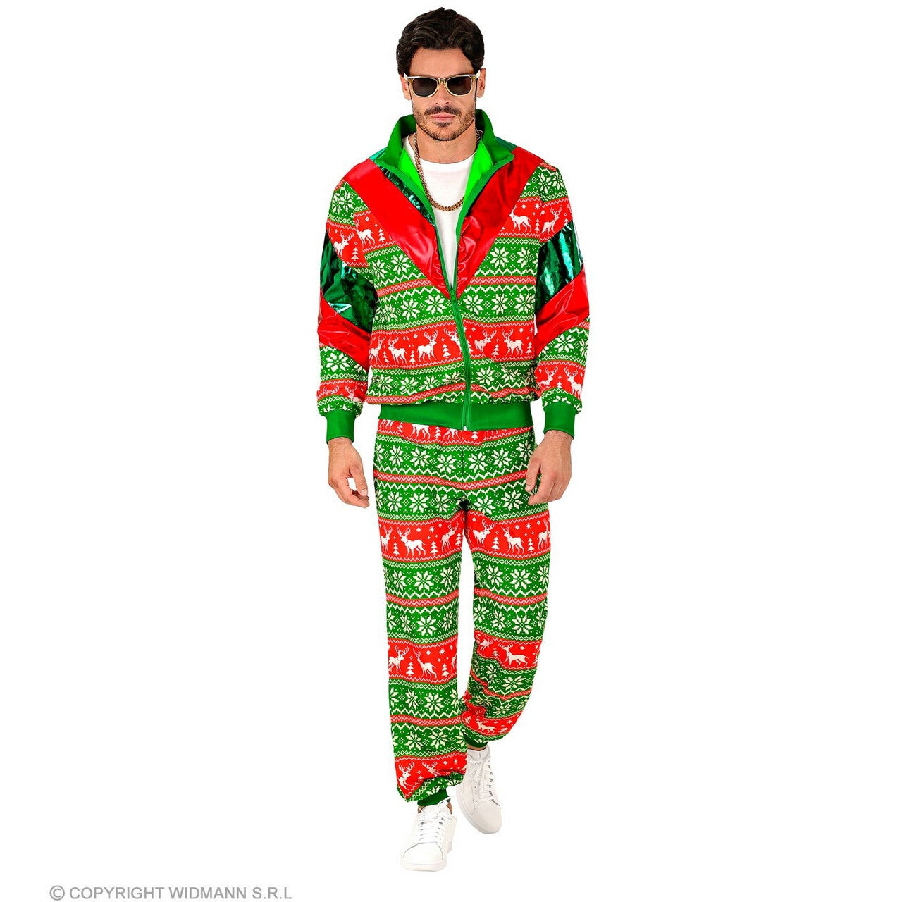 Op deze afbeelding zie je een Kostuums, van het merk Widmann. Chille Kerst Trainingspak Groen Kostuum