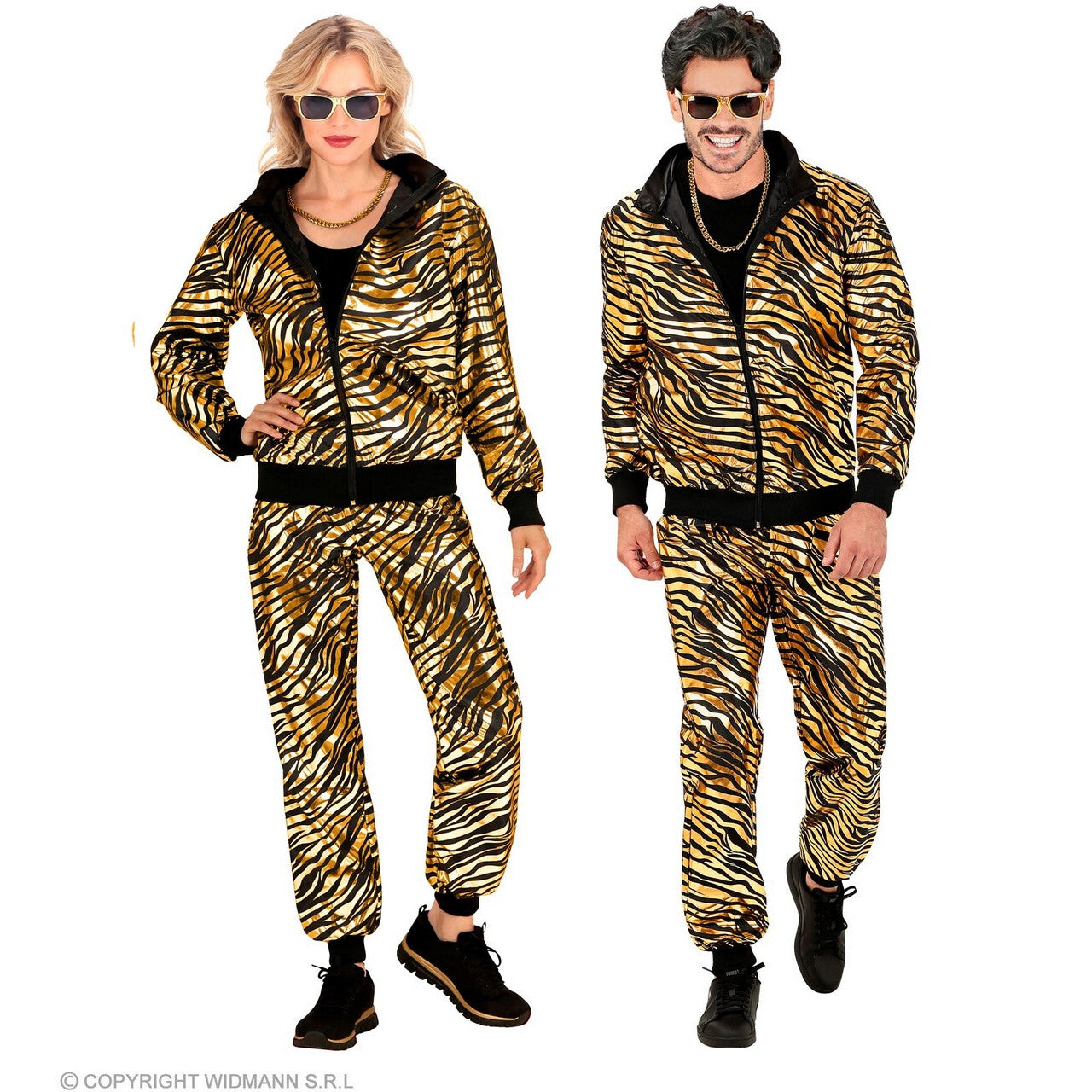 Op deze afbeelding zie je een Kostuums, van het merk Widmann. Born To Wild As A Tiger Trainingspak Goud Kostuum