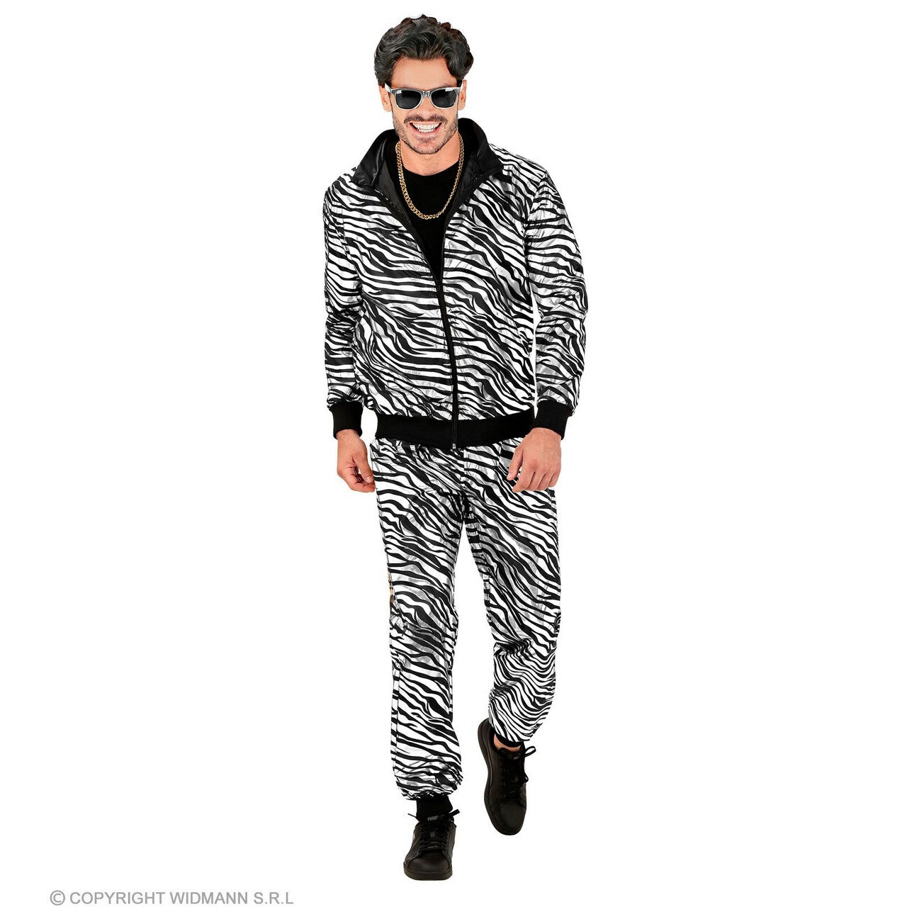 Op deze afbeelding zie je een Kostuums, van het merk Widmann. Shinen Als Een Zilveren Zebra Trainingspak Kostuum