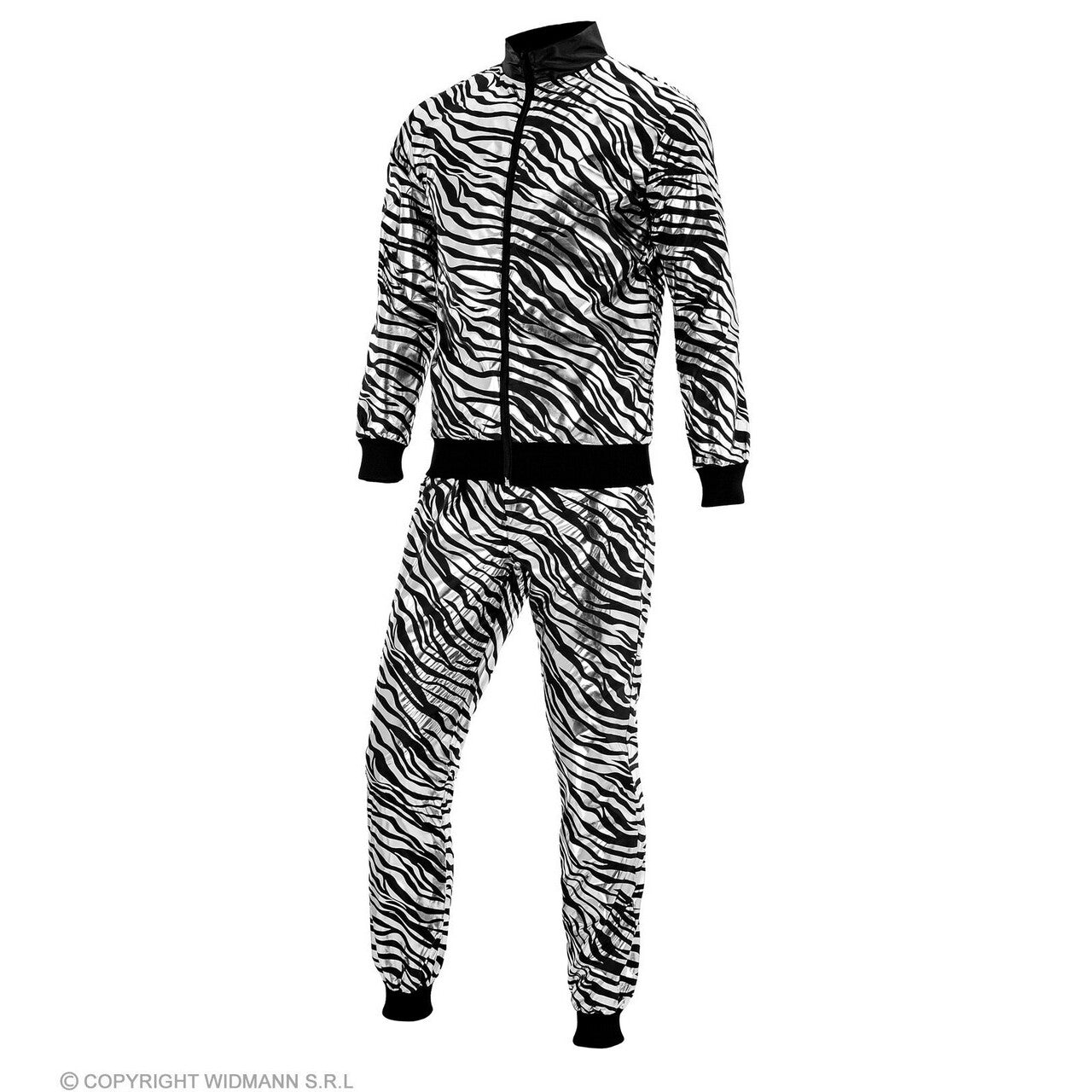 Op deze afbeelding zie je een Kostuums, van het merk Widmann. Shinen Als Een Zilveren Zebra Trainingspak Kostuum