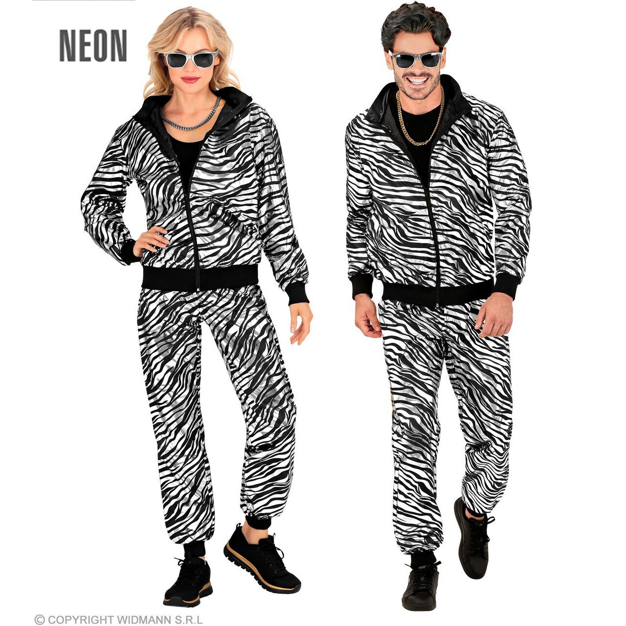 Op deze afbeelding zie je een Kostuums, van het merk Widmann. Shinen Als Een Zilveren Zebra Trainingspak Kostuum