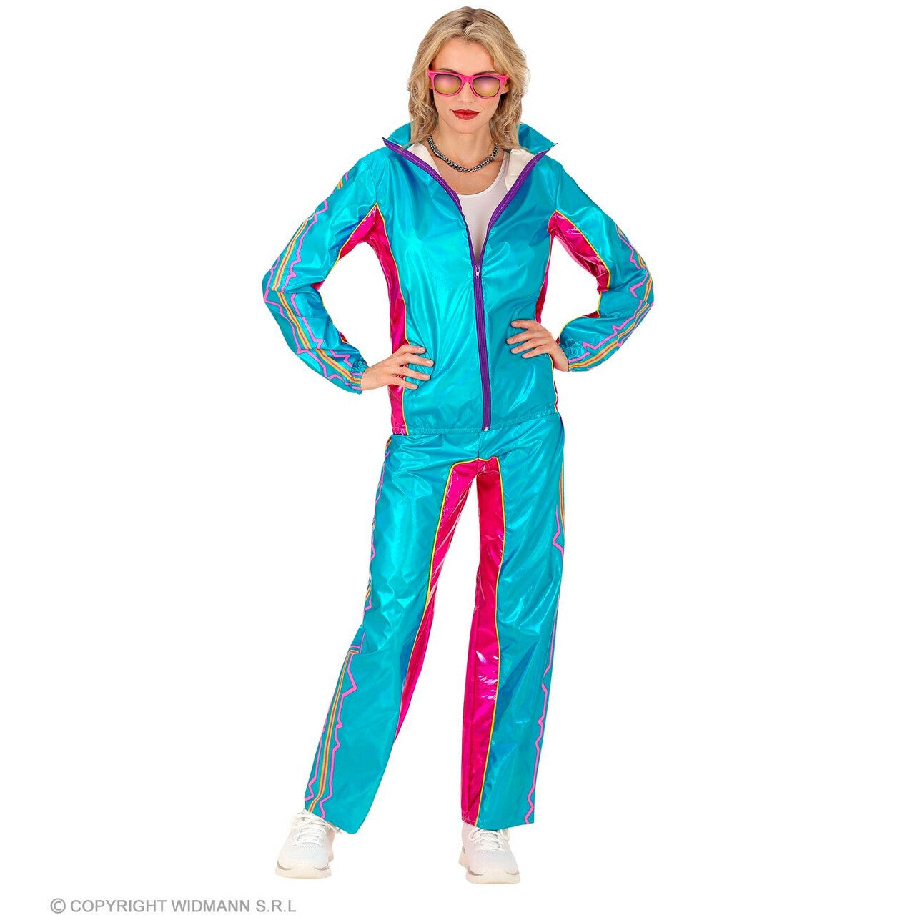 Op deze afbeelding zie je een Kostuums, van het merk Widmann. Rave Op Soundwaves Trainingspak Blauw Kostuum