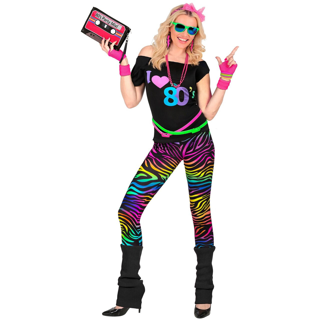 Op deze afbeelding zie je een Accessoires, van het merk Widmann. Zwarte Beenwarmers 80s Fitness