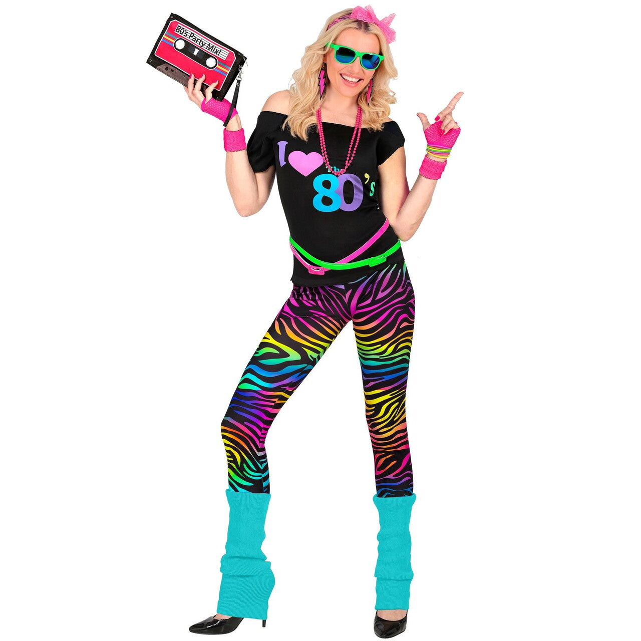 Op deze afbeelding zie je een Accessoires, van het merk Widmann. Lichtblauwe Beenwarmers 80s Fitness