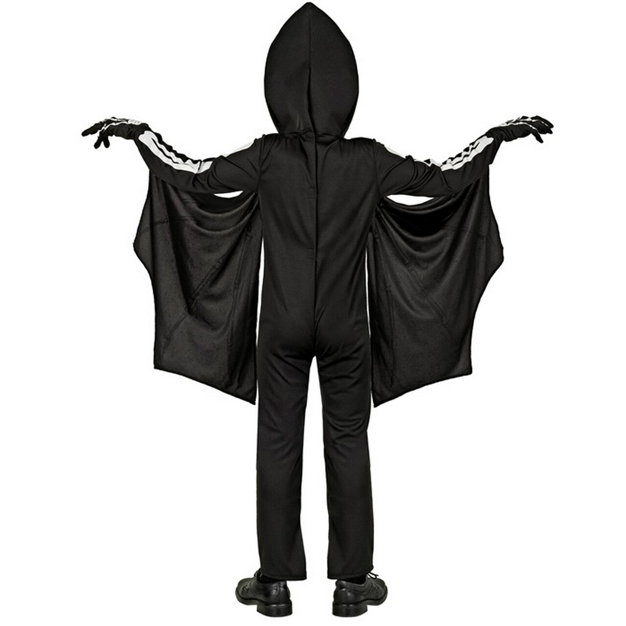 Op deze afbeelding zie je een Kostuums, van het merk Widmann. Halloween Skelet Dino Kind Kostuum