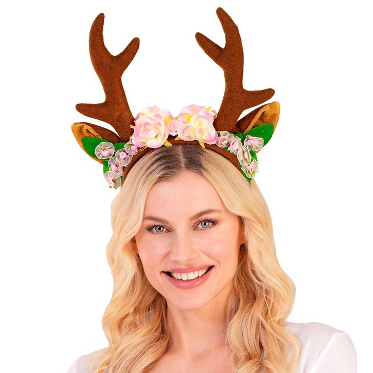 Op deze afbeelding zie je een Accessoires, van het merk Widmann. Deer Fantasy Hoofdband Met Bloemen