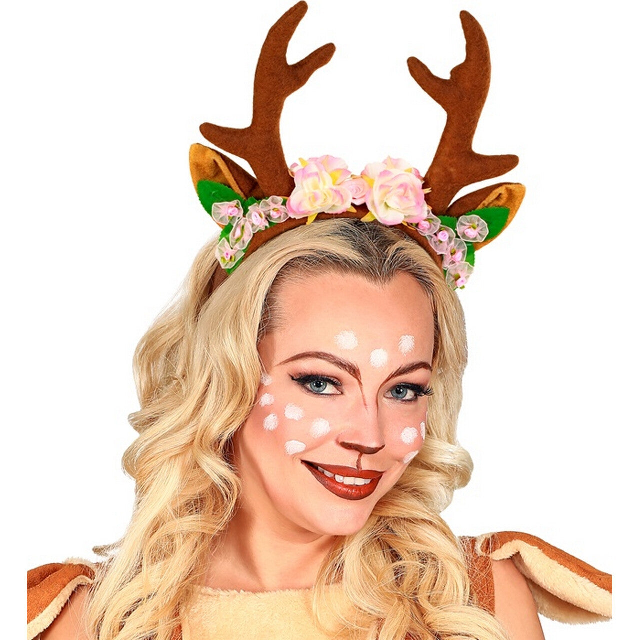 Op deze afbeelding zie je een Accessoires, van het merk Widmann. Deer Fantasy Hoofdband Met Bloemen
