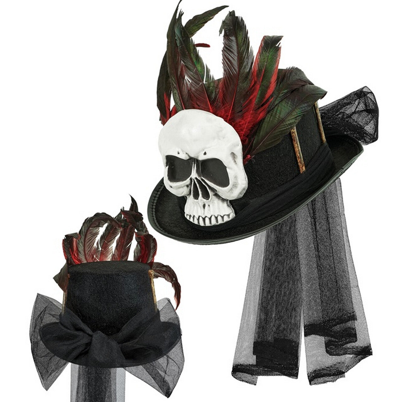 Op deze afbeelding zie je een Accessoires, van het merk Widmann. Hoed Met Sluier Dark Skull