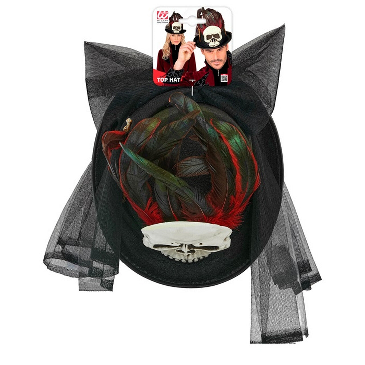 Op deze afbeelding zie je een Accessoires, van het merk Widmann. Hoed Met Sluier Dark Skull