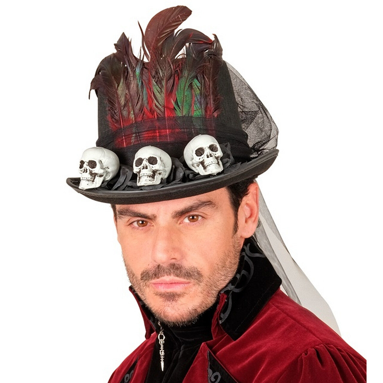 Op deze afbeelding zie je een Accessoires, van het merk Widmann. Hoed Met Sluier Black Magic