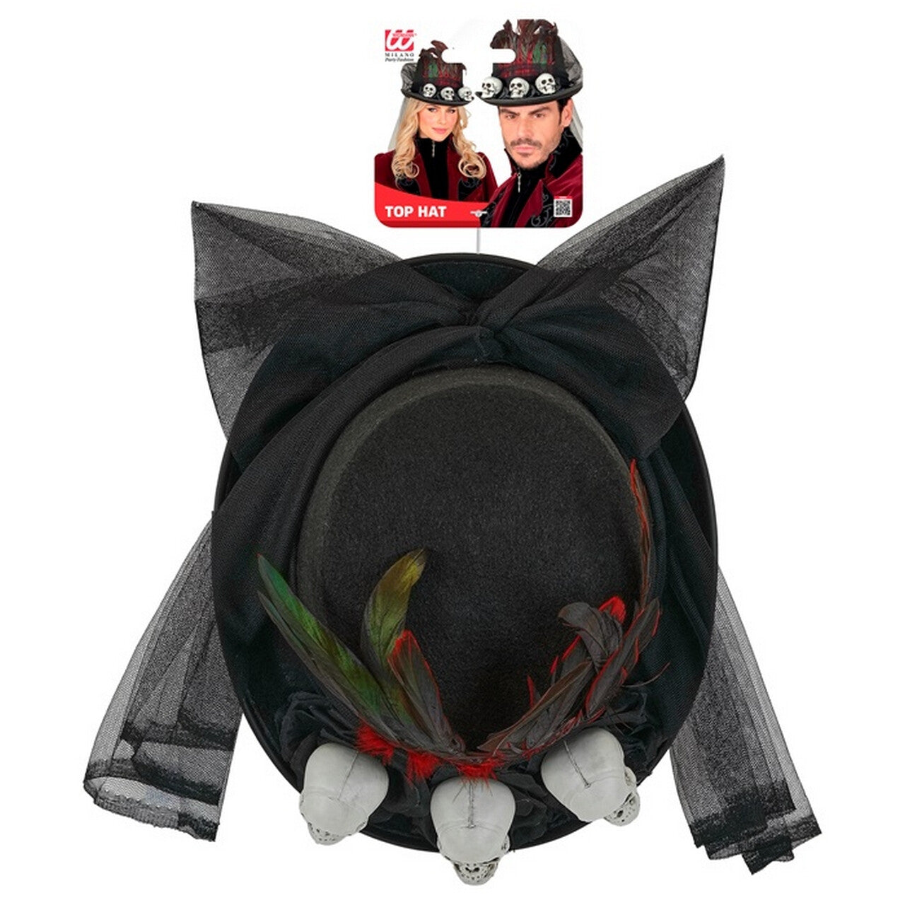 Op deze afbeelding zie je een Accessoires, van het merk Widmann. Hoed Met Sluier Black Magic