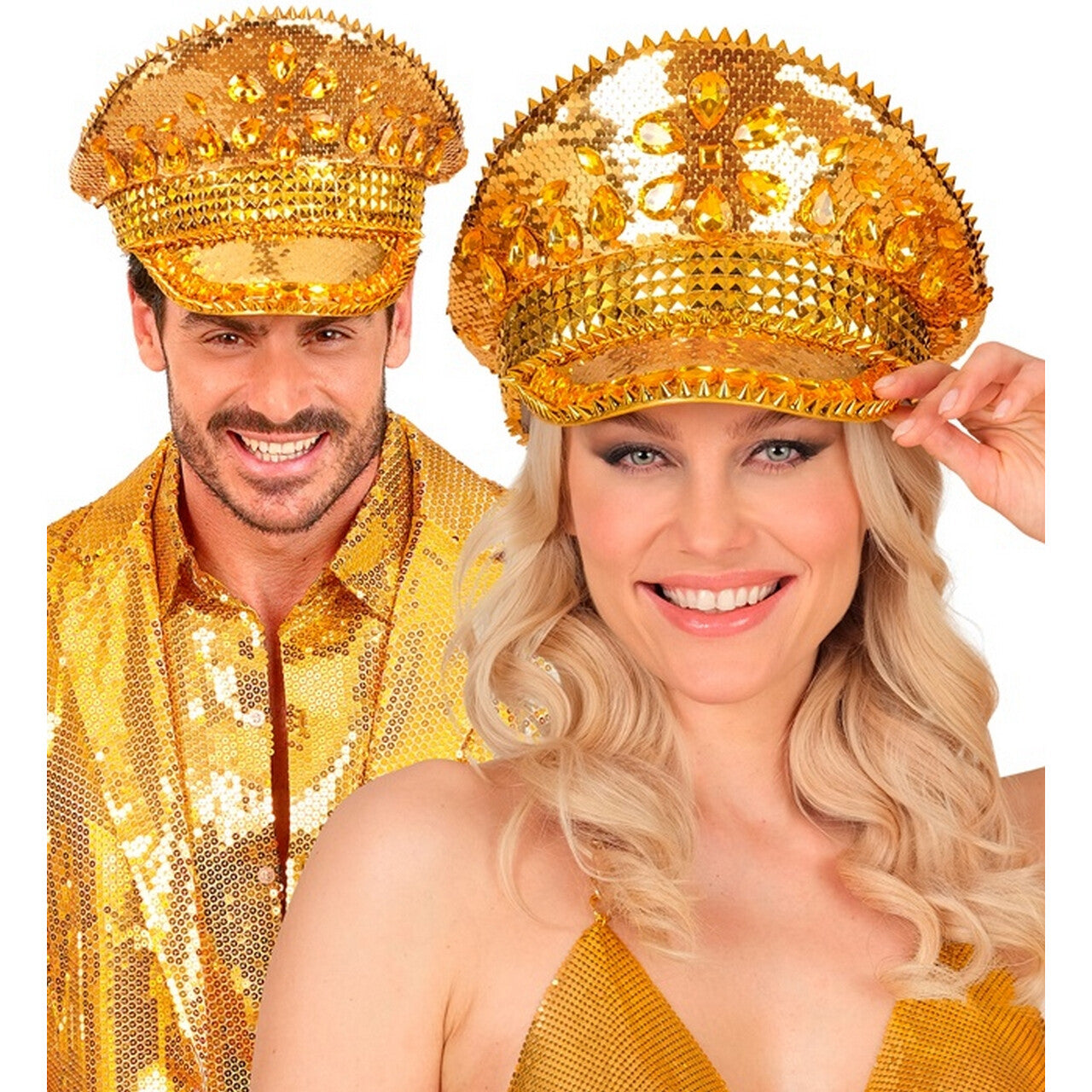 Op deze afbeelding zie je een Accessoires, van het merk Widmann. Festival Pet Golden Shimmer