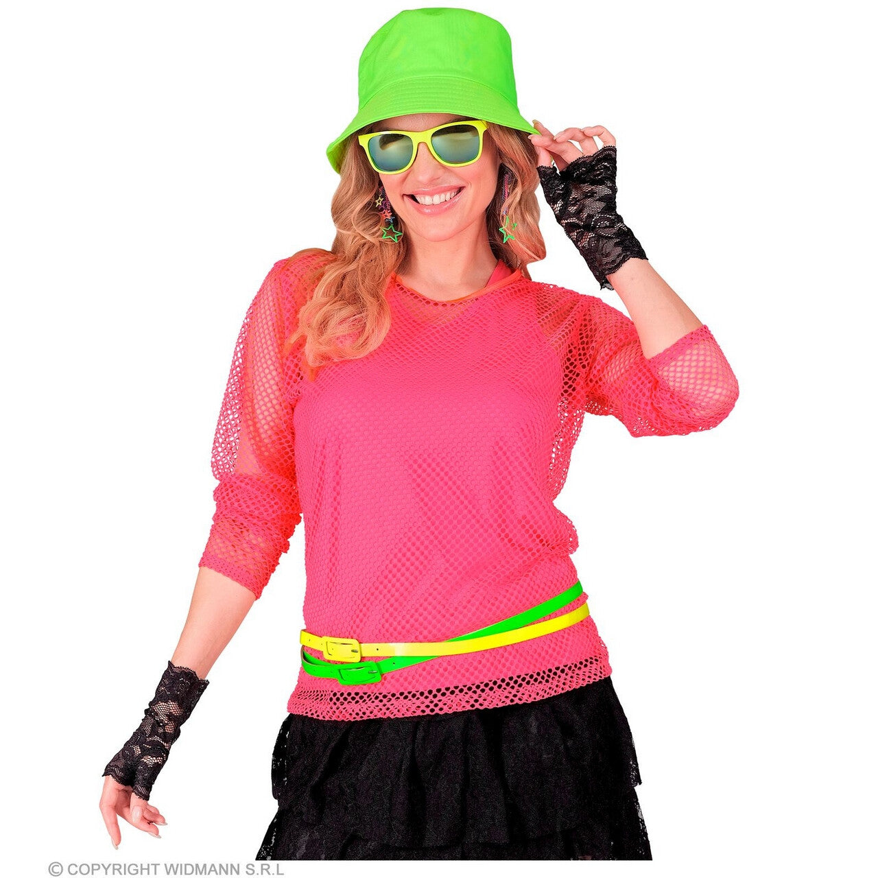 Op deze afbeelding zie je een Kostuums, van het merk Widmann. Basic Tank Top Neon Roze Vrouw