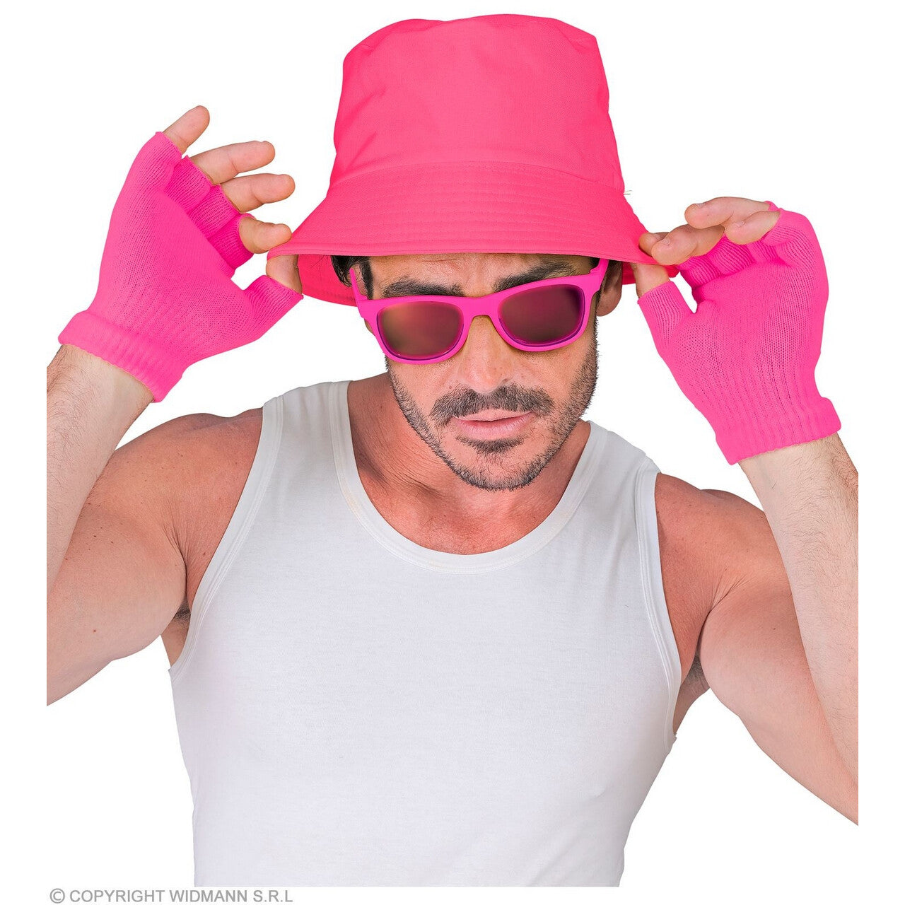 Op deze afbeelding zie je een Accessoires, van het merk Widmann. Vingerloze Handschoenen Neon Roze Handig Warm