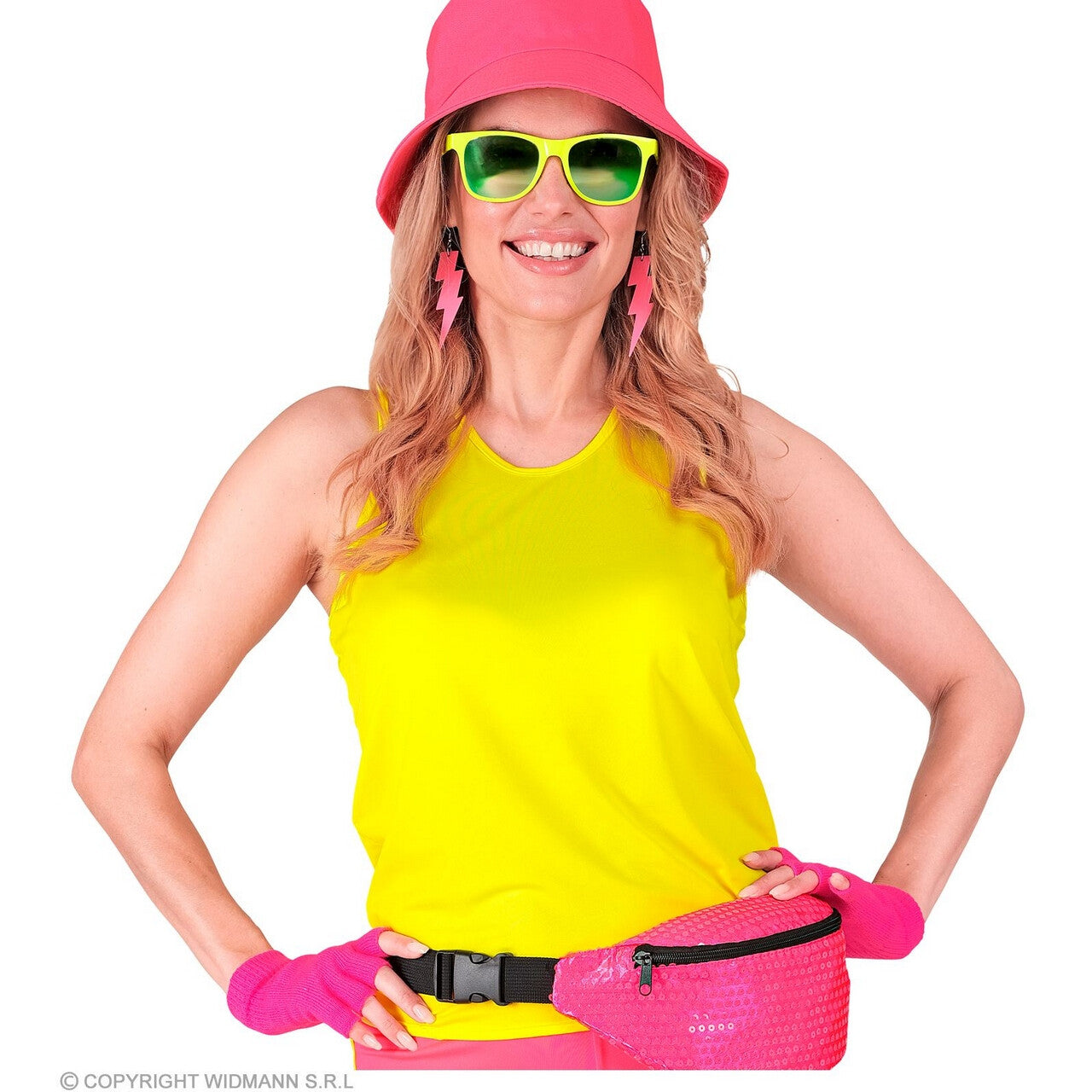 Op deze afbeelding zie je een Accessoires, van het merk Widmann. Vingerloze Handschoenen Neon Roze Handig Warm
