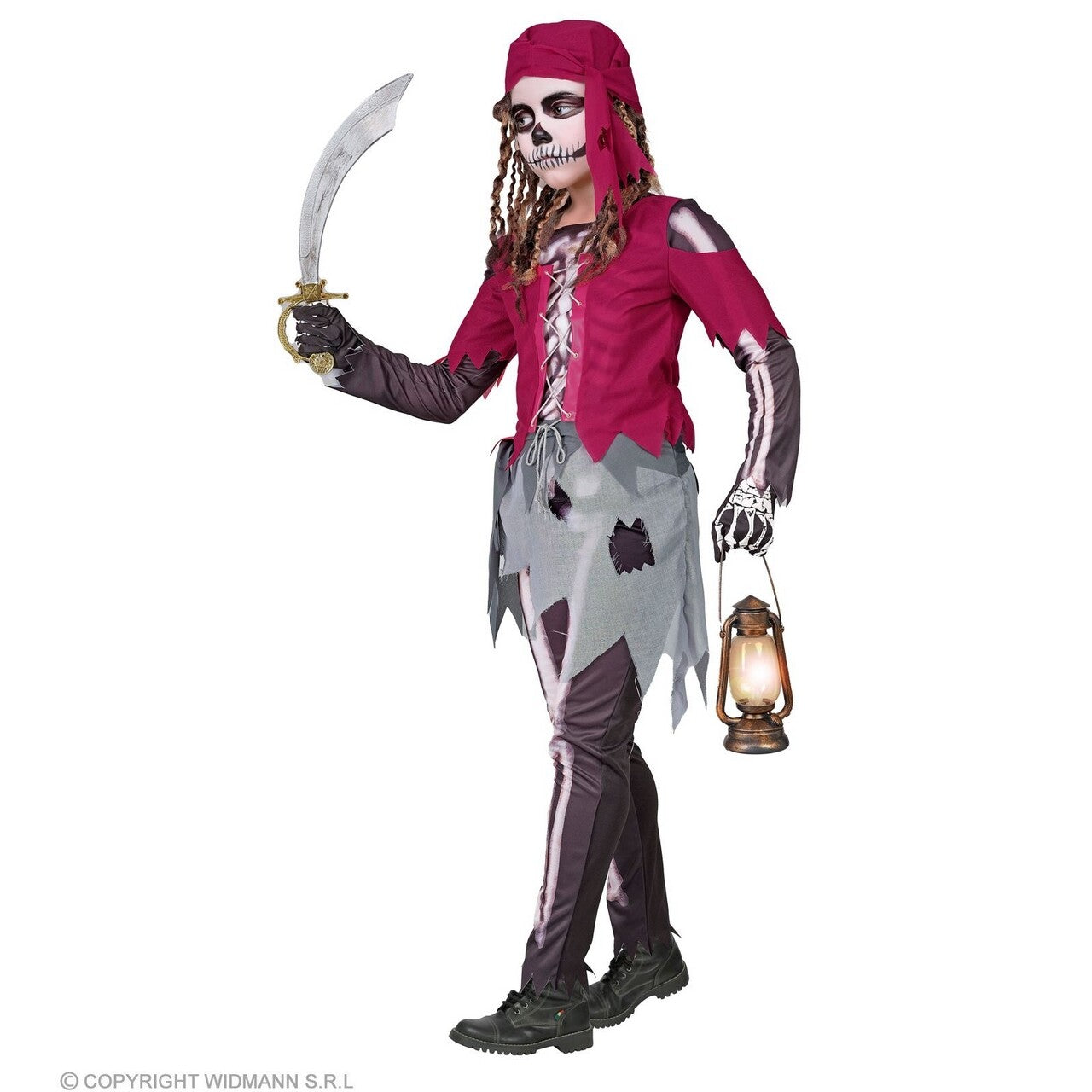 Op deze afbeelding zie je een Kostuums, van het merk Widmann. Enge Zombie Piraat Priscilla Meisje Kostuum