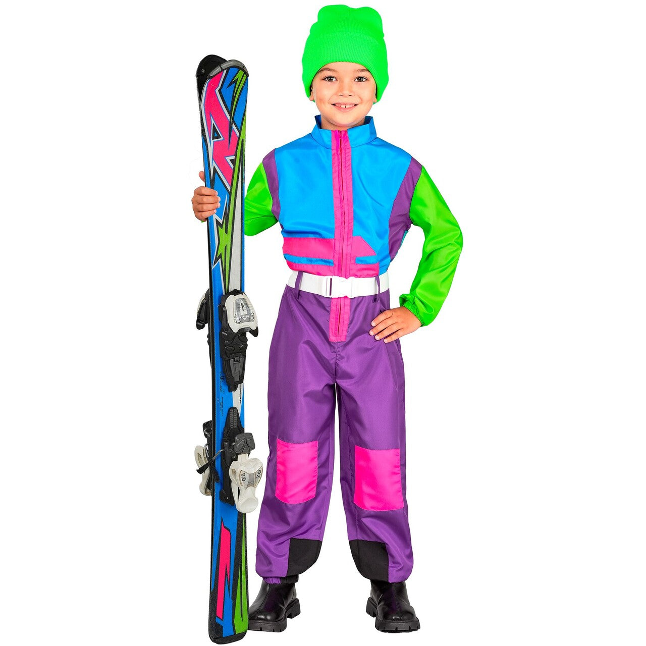 Op deze afbeelding zie je een Kostuums, van het merk Widmann. Stoere Neon Snowboarder Ski Pak Kind